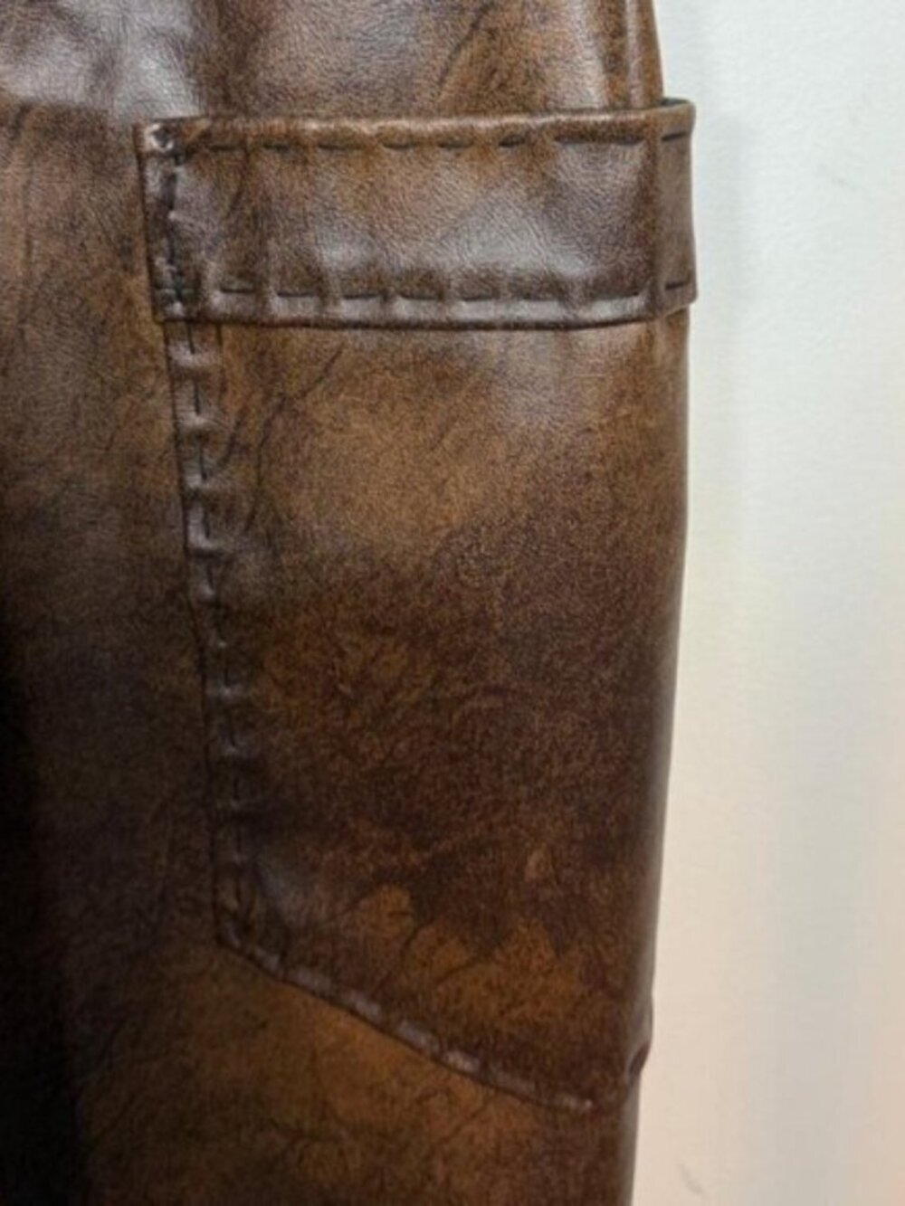 Vintage Brown Faux Leather Sleeveless Dress – Approx. Size M (17” PTP) - Picture 6 of 9